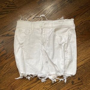 White denim mini skirt